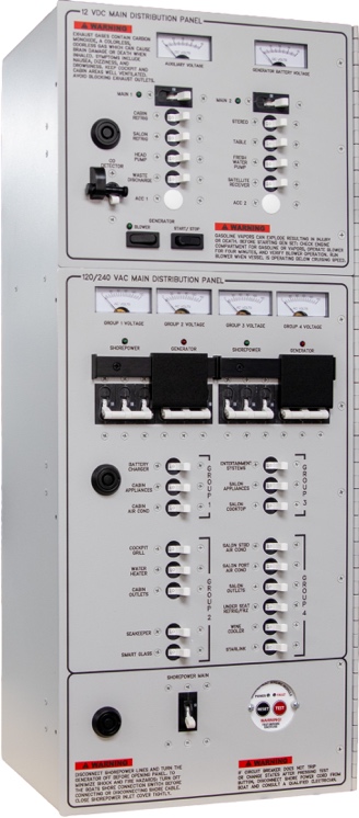Marine electrical enclosure with organized terminal layout